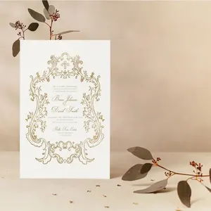 Elegante biglietto d'invito stampabile in oro scuro con motivo a nozze biglietto di auguri per gli sposi