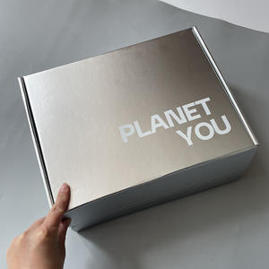 Luxury Glossy Silver Metallic Aircraft Boxes, Custom Full Color Inner Print Corrugated Mailer Box For Makeup Apparel - Product Image 4