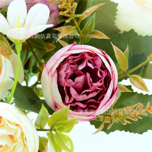 Bouquet de fleurs artificielles en soie Dongchen Crafts, bourgeons de pivoine, violet, rouge, rose, pour la décoration de la maison et des mariages - Product Image 2