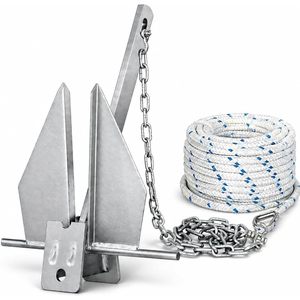 Kit de ancla galvanizada FUCNEN con cadena, cuerda y grilletes para pontones, botes de pesca y embarcaciones de pesca de lubina - Product Image 1