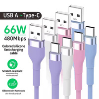 Kabel Pengisian Cepat 60W Tipe C ke USB C, Transmisi Data Kecepatan Tinggi 480Mbps untuk Aksesoris Elektronik