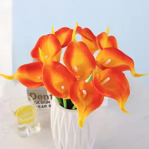 High Quality Real Touch Purple Yellow PU Plastic Material Artificial Calla Lily Flower For Hotel Home Decor Event