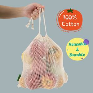 Bolsas de red de algodón lavables reutilizables, bolsas de malla de algodón para comestibles para almacenamiento de frutas y verduras - Product Image 2