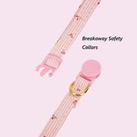 Collier pour chat rose cerise avec nœud et clochette dorée, boucle de sécurité détachable, pour chaton et petit chiot, usage quotidien