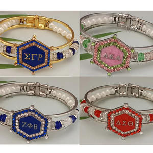 Zeta Alpha Kapp Alpha Delta Sigma Gamma Rho Theta Phi Beta Sororité Hexagone Cristal Perle Strass Perlé <span class=keywords><strong>Bracelet</strong></span> <span class=keywords><strong>Bracelet</strong></span> - Product Image 1