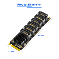 Kartu Adaptor M.2 NVMe Ke 6 Port SATA 3.0 untuk Laptop/PC Aluminium Alloy Heatsink Kecepatan Transfer 6Gbps Ekspansi HDD/SSD yang Dapat Ditumpuk