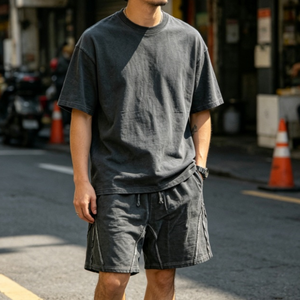 Pantalones Cortos de Algodón de Color Sólido para Hombre, Cintura Media, con Cordón, Casuales, Tejidos, Transpirables, Estilo Urbano - Product Image 1
