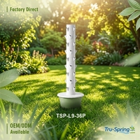 Tour de jardinage hydroponique verticale Tru-Spring TSP-L9 à 9 niveaux avec pompe, grande capacité, construction anti-UV en HDPE/ABS, sans lumière LED