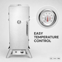 Fumoir à gaz en acier inoxydable avec 4 niveaux, allumage électronique, pour barbecue extérieur, avec thermomètre