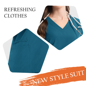 Women Medical Scrub Suits Split Set Moisture Wicking Knitted Uniforms For Nurses Doctors Hospital Wear - Product Image 4