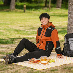Veste imperméable et coupe-vent haute visibilité, manteau de sécurité pour le travail en extérieur, l'escalade et le cyclisme avec bandes réfléchissantes et capuche réglable - Product Image 3