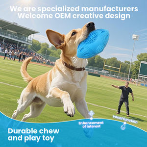 Hotsale all'ingrosso gomma naturale luminoso Rugby Squeaky <span class=keywords><strong>Toys</strong></span> Tough Latex Pet Toy <span class=keywords><strong>Dog</strong></span> Chew <span class=keywords><strong>Toys</strong></span> con <span class=keywords><strong>Squeaker</strong></span> - Product Image 3