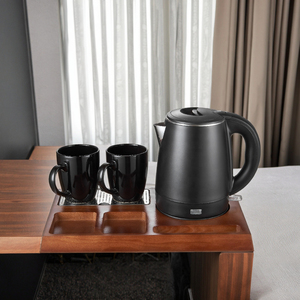 <span class=keywords><strong>Tray</strong></span> Vintage 5 Bintang Hotel selamat datang kayu pinus Set baki kayu 1.0 L lapisan ganda ketel listrik tahan karat & <span class=keywords><strong>2</strong></span> cangkir keramik - Product Image 1