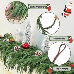 Giá đỡ cây thông Noel và đồ trang trí Giáng sinh bằng nhựa PE nhân tạo, hình vòng hoa thông Norfolk, dùng trang trí nhà cửa và tiệc tùng - Product Image 5