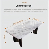 Table à manger rectangulaire moderne de luxe italienne en acier inoxydable avec plateau en pierre frittée, 6 places