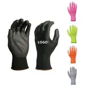 Custom logo&color Nylon EN388 13g knit PU Coated Palm Fit Dipped safety glove DMF free for assembly electronic commodity sorting