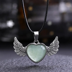 Collana con Ciondolo a Forma di <span class=keywords><strong>Cuore</strong></span> in Pietra Naturale, Cristallo di Avventurina Verde e Quarzo Rosa per Donna - Product Image 5