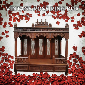 Nouvelle Arrivée : Boîte à Bagues Vintage Traditionnelle Détachable en Bois en Forme de Cœur, Motif Rose, pour Mariage et Cérémonie Nuptiale - Product Image 2