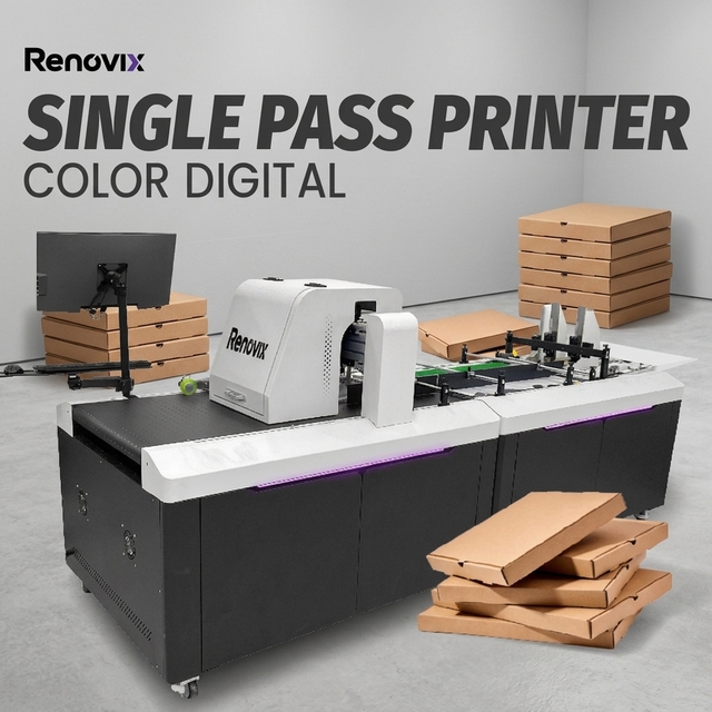 Renovix High Speed Automatic Single Pass Digital Inkjet Printer 4 Colors Push Button Control Card Printer for Carton Box