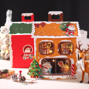 Giáng Sinh 3 Tier Lớp Giấy Các Tông Bánh Cupcake Đứng Món Tráng Miệng Chủ Hiển Thị Hộp Tháp Trường Hợp Bao Bì Showcase Với Xử Lý - Product Image 6