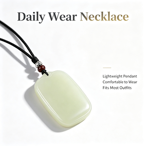 Pendentif en jade Hetian naturel, carte de la paix, collier pour homme, surface lisse, bijoux - Product Image 6