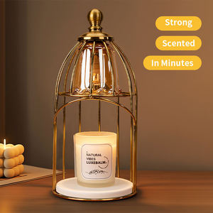 Lámpara de <span class=keywords><strong>cera</strong></span> aromática con forma de jaula de pájaros metálica, luz ambiental multicolor regulable, calentador de velas sin llama <span class=keywords><strong>para</strong></span> regalos de inauguración de casa - Product Image 6