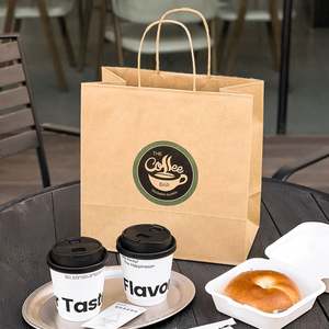 Sacs en papier kraft personnalisables pour café et thé au lait, avec poignée torsadée, biodégradables, recyclables et écologiques, vente en gros sur mesure - Product Image 4