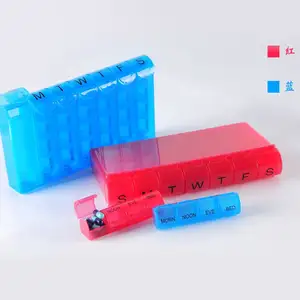 Venta al por mayor de 7 días de plástico o metal mini 14 días pastillero semanal cajas organizador