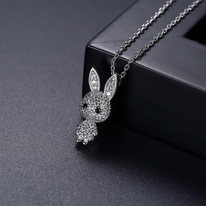 Ensemble de bijoux pour filles LUOTEEMI, lapin mignon, minuscules boucles d'oreilles pavées de CZ et collier avec pendentif - Product Image 6