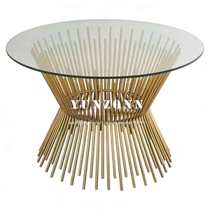 Modern Designer Large <strong>Table</strong> Gold Metal Wire High Standard Quality Home Hotels <strong>Coffee</strong> <strong>Tables</strong> <strong>Glass</strong> Mirror Top for Dining Outdoor - Product Image 2