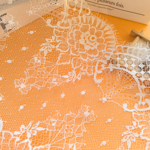 Fantasia nastro di <span class=keywords><strong>pizzo</strong></span> in Nylon lavorato a <span class=keywords><strong>maglia</strong></span> larga 29.5 cm bianco Vintage Design <span class=keywords><strong>con</strong></span> filo di <span class=keywords><strong>pizzo</strong></span> <span class=keywords><strong>con</strong></span> ciglia - Product Image 3