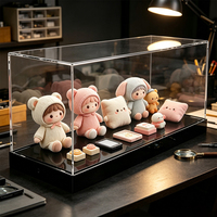 Vitrine en acrylique transparente avec base noire, boîte de présentation anti-poussière pour poupées, figurines d'action, collection de jouets en boîte mystère