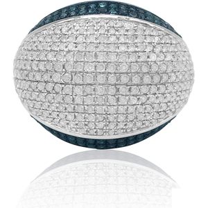 Natural White And Blue Diamond Dome Cocktail <b>Ring</b> Round Cut <b>Iced</b> Statement <b>Ring</b> For Women diamond engagement <b>ring</b> - Product Image 1