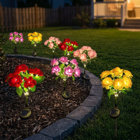 Lampes solaires en forme de rose pour l'extérieur, lampes décoratives LED pour jardin, piquets lumineux pour cour, patio, allée, décoration paysagère