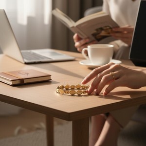Pulsera de Eslabones con Acabado Dorado para Hombre, Cadena de Cobre y Latón, Joyería Elegante y Moderna para Bodas, Fiestas y Uso Diario - Product Image 2