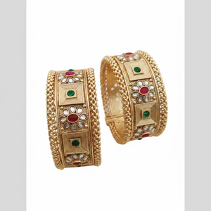 Juego de brazaletes que se pueden abrir con accesorio de moda de piedra Pota chapado en oro - Product Image 2