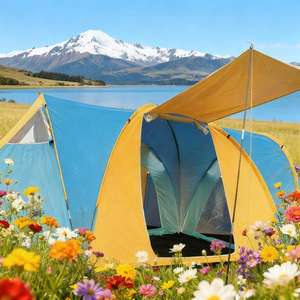 Tente tunnel pour camping familial 6-9 personnes, 4 saisons, 3 chambres, <span class=keywords><strong>1</strong></span> salon, imperméable 3000 mm, coupe-vent, polyester 190T, facile à monter - Product Image 4