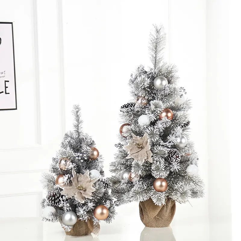 Desktop Christmas Tree Home Holiday Decorations Navidad Party Supplies Brand New Mini Silver Artificial Christmas Tree