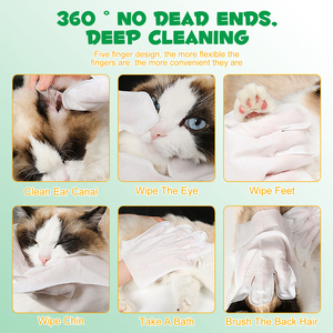 Custom Logo Disposable Pet Grooming Gloves Wipes White Hypoallergenic Pet Cleaning Gloves Wet Wipes for Dogs and Cats - Product Image 3