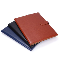 Organizador de archivos de documentos Carpeta de cartera de conferencias A4 de cuero de tapa dura con portapapeles