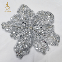 Kualitas tinggi 3D bunga berlian besar payet dengan manik-manik bordir DIY kerah & Corsage bordir Applique untuk pakaian gaun
