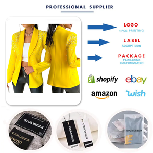 MC0119 Blazer da <span class=keywords><strong>Donna</strong></span> per Ufficio, Manica Lunga con Perline, Completo Formale da <span class=keywords><strong>Donna</strong></span> per Ufficio - Product Image 4