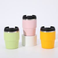 Mug isotherme à double paroi en acier inoxydable de 6 oz, mug de voyage, mug à café en céramique personnalisé avec couvercle anti-fuite