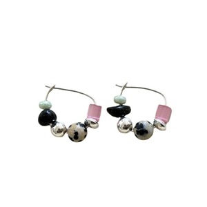 Nouveauté, boucles d'oreilles créoles tendance au design unique, plaquées or 18 carats, pierre naturelle irrégulière, couleur personnalisée - Product Image 5
