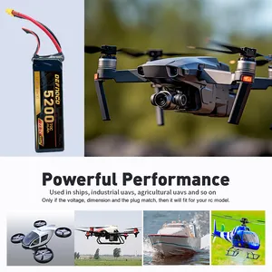 Factory Price High Performance Top Quality 5200mah 60c 22.2v 6s EC5 XT60 Rc Lipo Battery For Large Planes Helis Quads FPV Drone