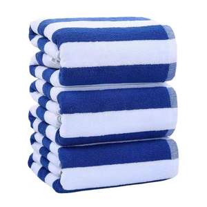 Bán buôn Chất lượng cao 5 sao 100 bông khăn màu xanh và trắng Tước bãi biển khăn khách sạn hồ bơi Khăn - Product Image 2