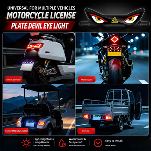 Lampe de plaque d'immatriculation universelle pour moto, LED œil de démon, clignotante, étanche, à fixer à l'arrière, accessoire de modification - Product Image 5