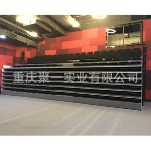 Gradas Eléctricas Móviles Plegables de Metal Azul con Pasamanos para Teatro y Salones Multifuncionales - Product Image 2