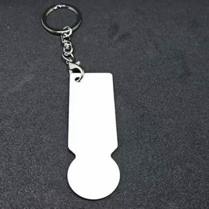Llavero de aluminio para sublimación con ficha de carrito de compras metálica - Product Image 3