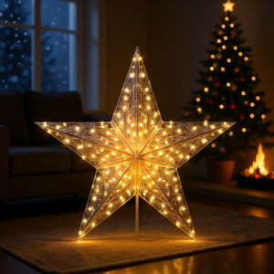 Décoration lumineuse de Noël en forme d'étoile, 23,6 pouces, LED blanc chaud, éclairage de vacances intérieur/extérieur - Product Image 2